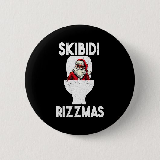 Skibidi Rizzmas Funny Toilet Santa Claus Christmas Button (Vorderseite)