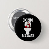 Skibidi Rizzmas Funny Toilet Santa Claus Christmas Button (Vorne & Hinten)