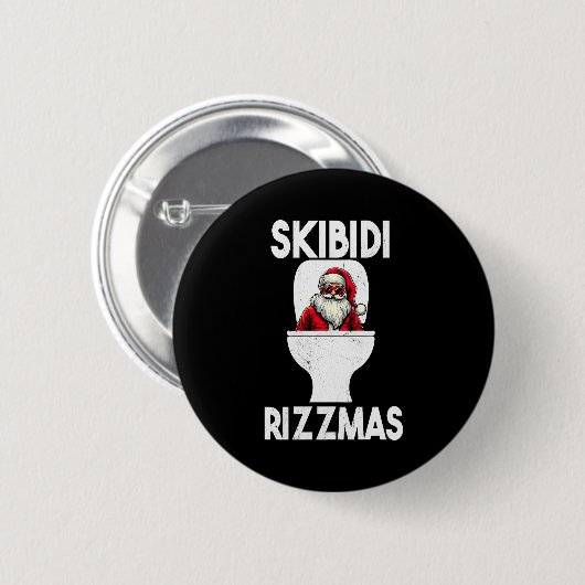 Skibidi Rizzmas Funny Toilet Santa Claus Christmas Button (Vorne & Hinten)