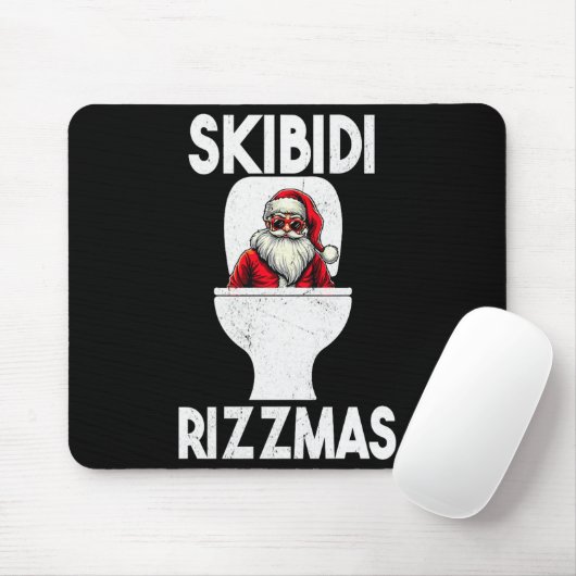Skibidi Rizzmas Funny Toilet Santa Claus Christmas Mousepad (Mit Mouse)