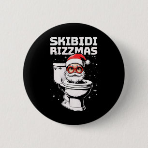 Skibidi Rizzmas Funny Toilet Santa White Elephant Button