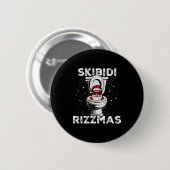 Skibidi Rizzmas Funny Toilet Santa White Elephant  Button (Vorne & Hinten)