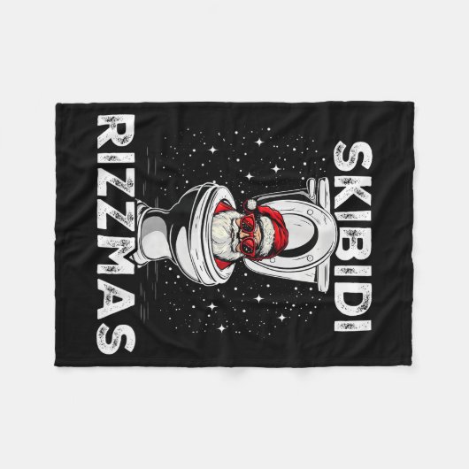 Skibidi Rizzmas Funny Toilet Santa White Elephant  Fleecedecke (Vorderseite (Horizontal))