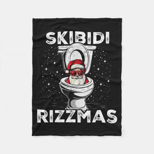 Skibidi Rizzmas Funny Toilet Santa White Elephant  Fleecedecke (Vorderseite)