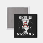 Skibidi Rizzmas Funny Toilet Santa White Elephant Magnet (Vorderseite/Rückseite)