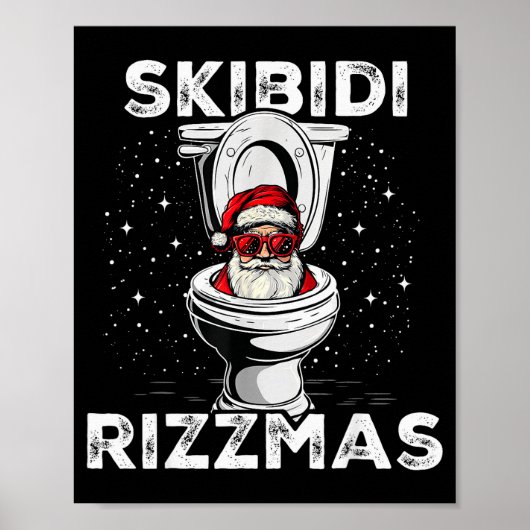 Skibidi Rizzmas Funny Toilet Santa White Elephant Poster (Vorne)