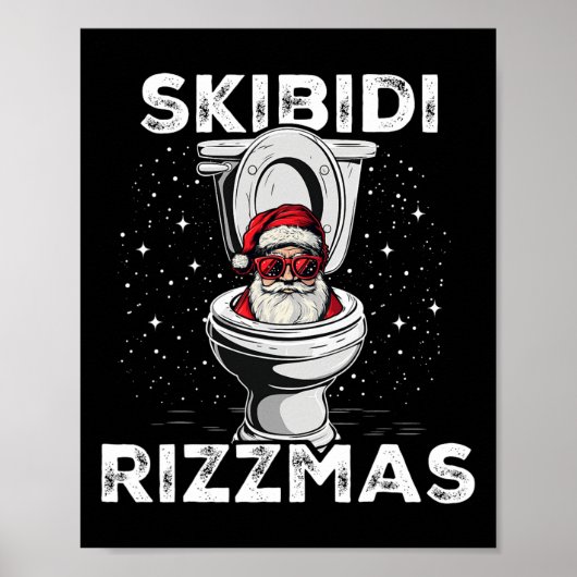 Skibidi Rizzmas Funny Toilet Santa White Elephant Poster (Vorne)