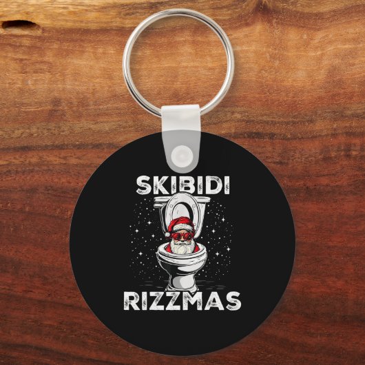 Skibidi Rizzmas Funny Toilet Santa White Elephant Schlüsselanhänger (Vorderseite)