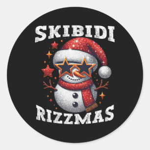 Skibidi Rizzmas Gen Alpha Slang Funny Christmas Sn Runder Aufkleber