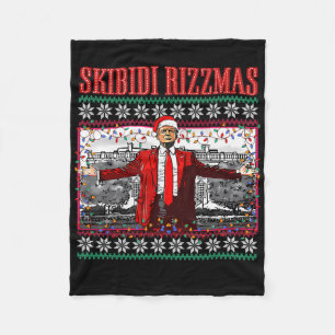 Skibidi Rizzmas Lustiger Trump Santa Weihnachten Fleecedecke