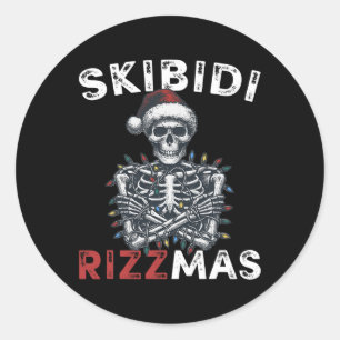 Skibidi Rizzmas Retro Frohe Weihnachten Sigma Rizz Runder Aufkleber