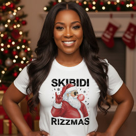 Skibidi Rizzmas Santa Claus Funny Christmas White T-Shirt