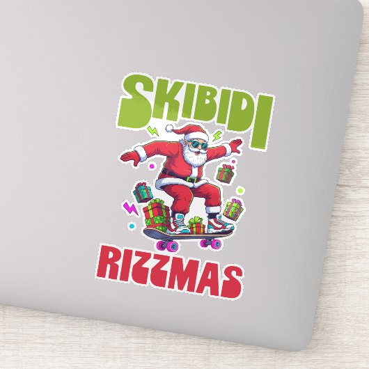 Skibidi Rizzmas Santa on his Skate Aufkleber (Detail)