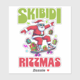 Skibidi Rizzmas Santa on his Skate Aufkleber