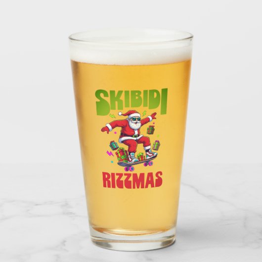 Skibidi Rizzmas Santa on his Skate Glas (Vorne (Gefüllt))