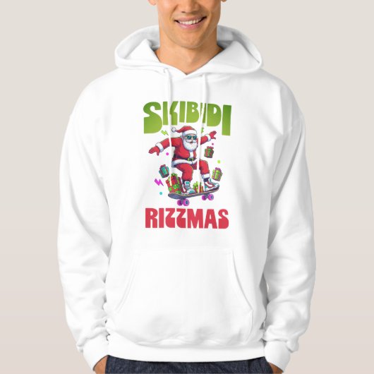 Skibidi Rizzmas Santa on his Skate Hoodie (Vorderseite)