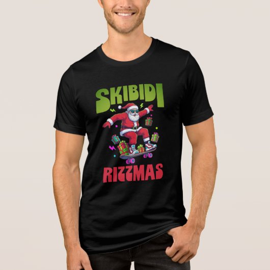 Skibidi Rizzmas Santa on his Skate Tri-Blend Shirt (Vorderseite)