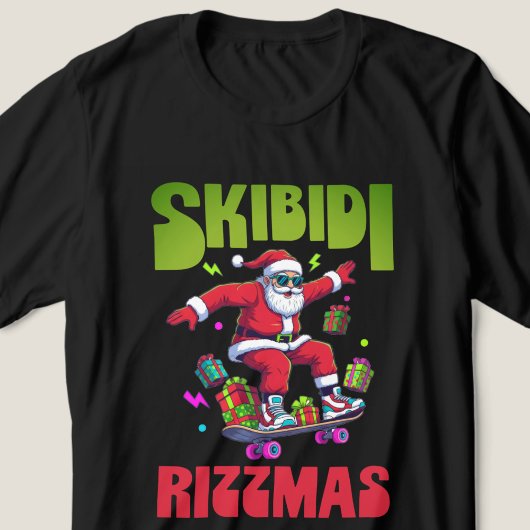 Skibidi Rizzmas Santa on his Skate Tri-Blend Shirt