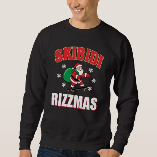 Skibidi Rizzmas Skater Santa Claus Meme Sweatshirt (Vorderseite)