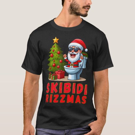 Skibidi Rizzmas Weihnachten Rizz Funny Santa Claus T-Shirt (Vorderseite)