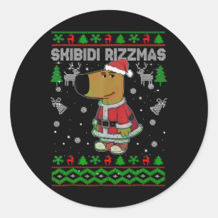 Skibidi Rizzmas Weihnachten Rizz Santa hässlicher Runder Aufkleber