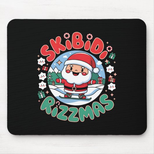 Skibidi Rizzmas Weihnachten Snowboarden Advent Mousepad (Vorne)