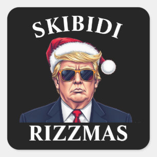 Skibidi Rizzmas Weihnachten wieder großartig Weihn Quadratischer Aufkleber