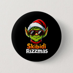 Skibidi Rizzmas Weihnachts Rizz Elf Lustiges Xmas Button