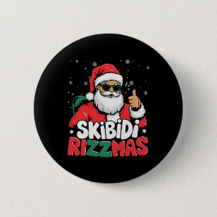 Skibidi Rizzmas Weihnachtsmann Claus Merry Rizz M Button