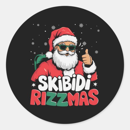 Skibidi Rizzmas Weihnachtsmann Claus Merry Rizz M Runder Aufkleber (Vorderseite)