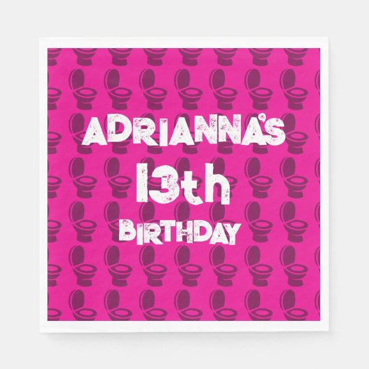 Skibidi Toilet Pink Geburtstagsparty Einladung Serviette (Vorderseite)