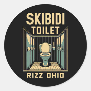 Skibidi Toilet Rizz Ohio Funny Meme Retro Vintag Runder Aufkleber