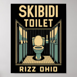 Skibidi Toilette Rizz Ohio Lustiges Meme Retro Vin Poster