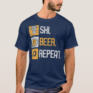 Skibier Wiederholung Winterschnee Winterschnee Ski T-Shirt