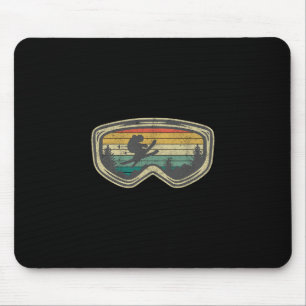 Skibrille Berg Schnee Skifahren Retro Winterferien Mousepad