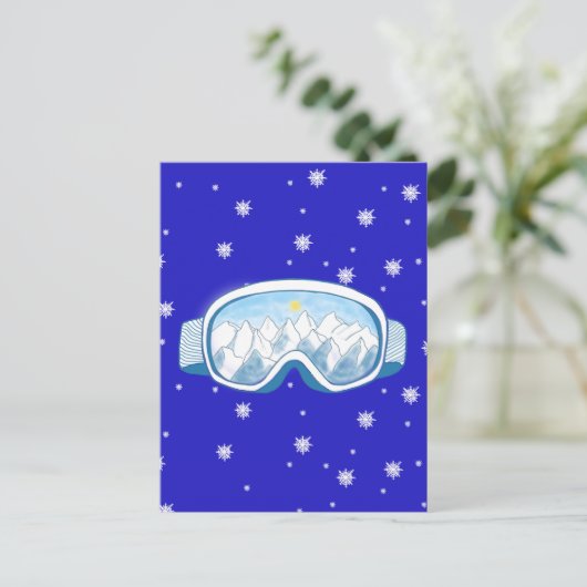Skibrille mit Bergreflektion Postkarte (Stehend Vorderseite)