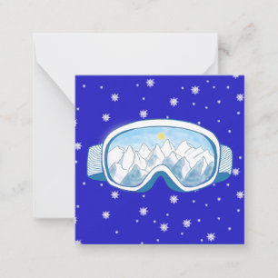 Skibrille mit Bergspiegelung Mitteilungskarte