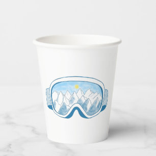 Skibrille mit Spiegelbild der Berge Pappbecher