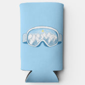 Skibrille mit Spiegelbild der Berge Selters Dosenkühler (Vorderseite)