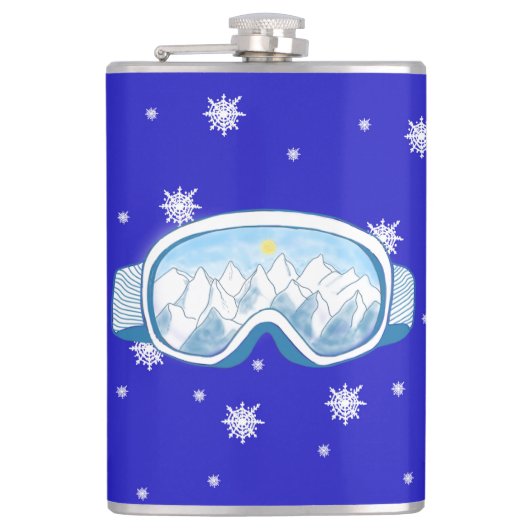 Skibrille Schneeflockentanz Flachmann (Vorderseite)