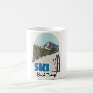 Skibuch Heute Vintage-Ski-Kunst. Kaffeetasse