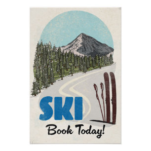 Skibuch heute Vintage-Ski-Kunst. Poster