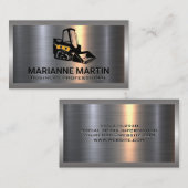 Skid Steer | Baufahrzeug | Metallisch Visitenkarte (Vorne/Hinten)