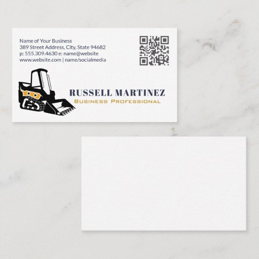 Skid Steer Construction | QR Code Business Card Visitenkarte (Vorne/Hinten)