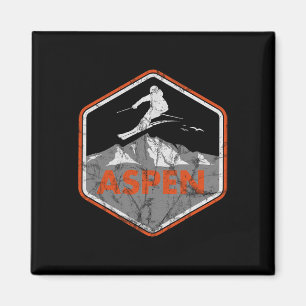 Skidesign Skifahren Snowboard Skifahrer Berge Aspe Magnet