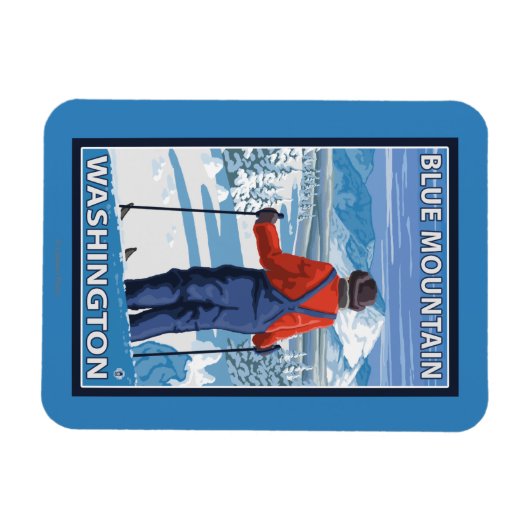 Skier Admiring - Blue Mountain, Washington Magnet (Horizontal)