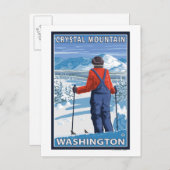 Skier Admiring - Crystal Mountain, Washington Postkarte (Vorne/Hinten)