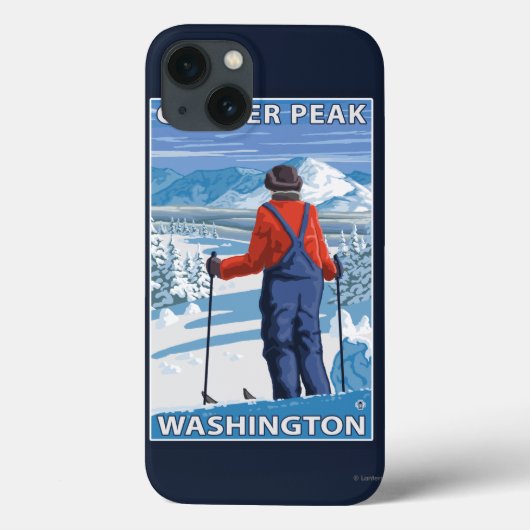 Skier Admiring - Glacier Peak, Washington Case-Mate iPhone Hülle (Rückseite)