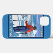Skier Admiring - Glacier Peak, Washington Case-Mate iPhone Hülle (Rückseite (Horizontal))