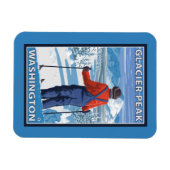 Skier Admiring - Glacier Peak, Washington Magnet (Horizontal)